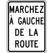Marchez à gauche de la route